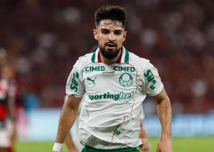 Flaco López camisa do Palmeiras. Crédito: Latin Sport Images / Alamy